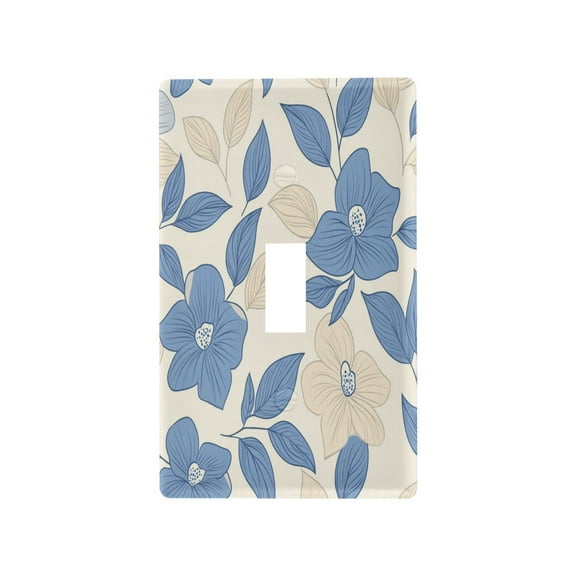 New Flame-Retardant Switch Plate Cover,DIY Wall Plate Decor with Screws,Blue Flowers