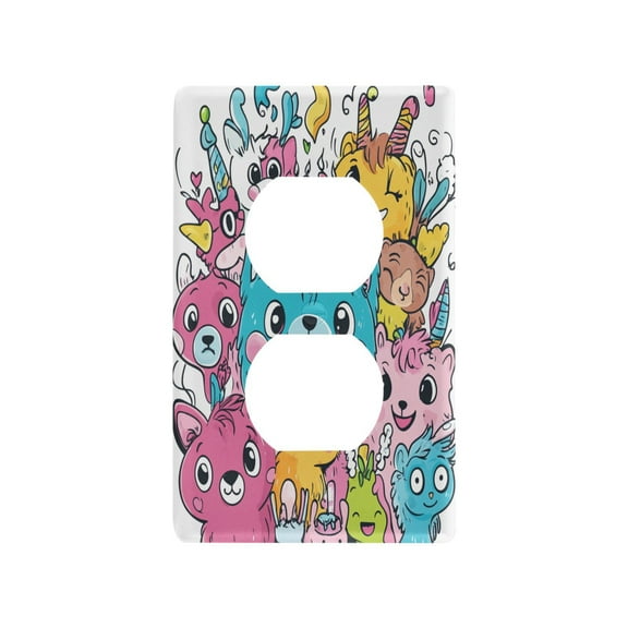 New Flame-Retardant Switch Plate Cover，DIY Wall Plate Decor with Screws，Cute Cartoon