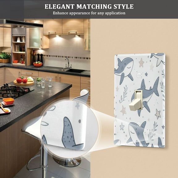 New Flame-Retardant Switch Plate Cover，DIY Wall Plate Decor with Screws，Cute Sharks