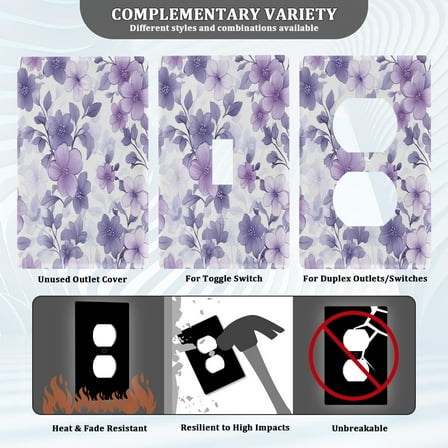 New Flame-Retardant Switch Plate Cover，DIY Wall Plate Decor with Screws，Flowers