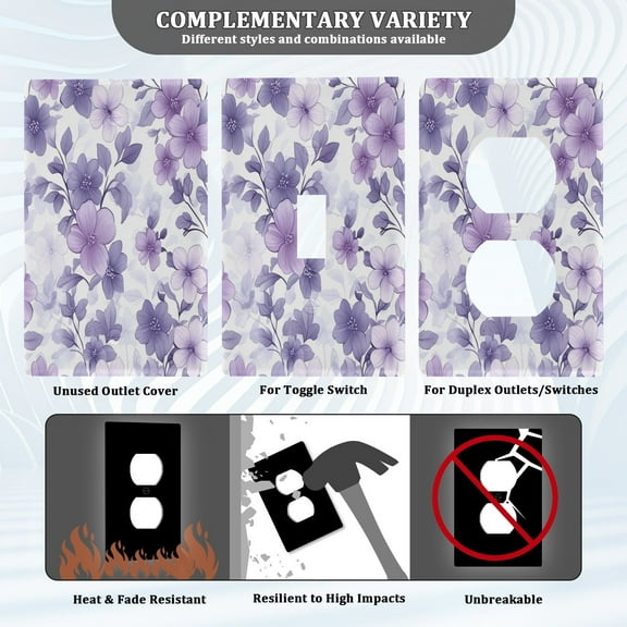 New Flame-Retardant Switch Plate Cover，DIY Wall Plate Decor with Screws，Flowers