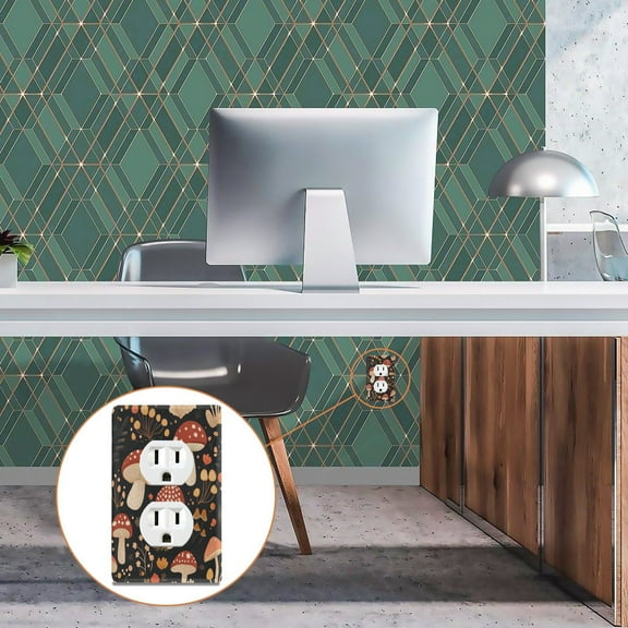 New Flame-Retardant Switch Plate Cover，DIY Wall Plate Decor with Screws，Many Mushrooms