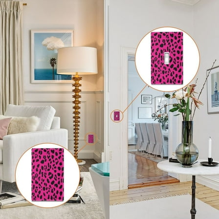 New Flame-Retardant Switch Plate Cover，DIY Wall Plate Decor with Screws，Pink Leopard Print