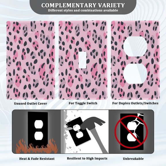 New Flame-Retardant Switch Plate Cover,DIY Wall Plate Decor with Screws,Pink Leopard Print