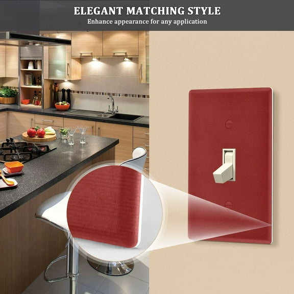 New Flame-Retardant Switch Plate Cover，DIY Wall Plate Decor with Screws，Red