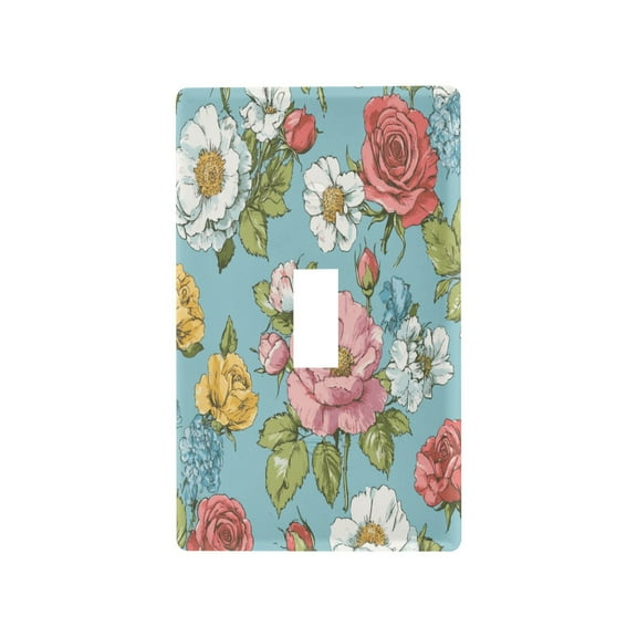 New Flame-Retardant Switch Plate Cover,DIY Wall Plate Decor with Screws,Retro Flowers and Roses