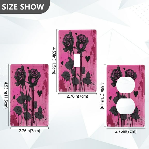 New Flame-Retardant Switch Plate Cover，DIY Wall Plate Decor with Screws，Roses