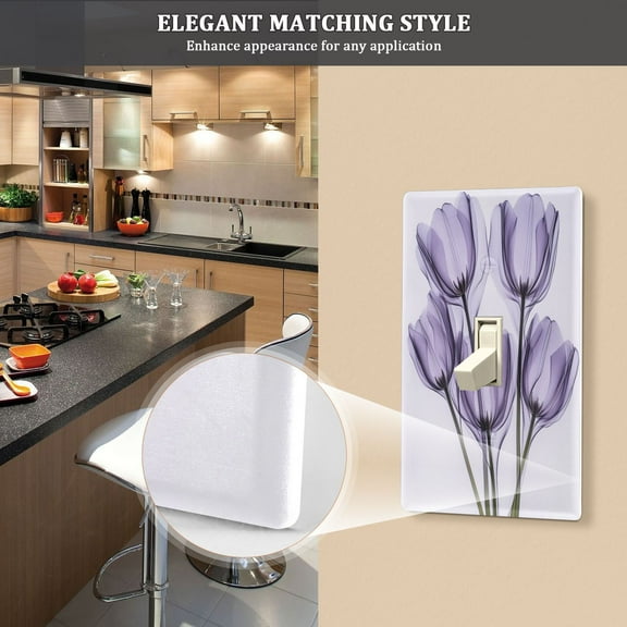 New Flame-Retardant Switch Plate Cover，DIY Wall Plate Decor with Screws，Tulips