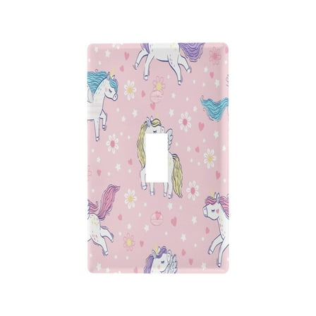 New Flame-Retardant Switch Plate Cover，DIY Wall Plate Decor with Screws，White Horse