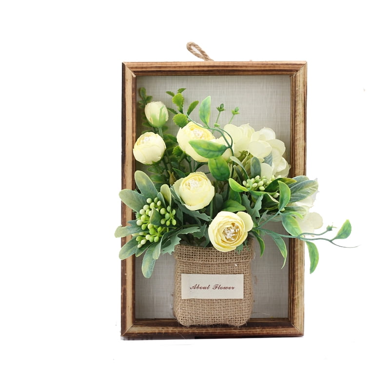 New Flower Display with Wooden Frame Bud Hydrangea 3D Photo Frame Faux ...