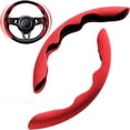 thumbnail image 1 of New Fluffy Anti-Skid Steering Wheel Cover Segmented Protector Safe and Non Slip Car Accessory and Durable Easy to Install for Steering Wheels of Universal Fit 99% Car (Suede Material Red), 1 of 8