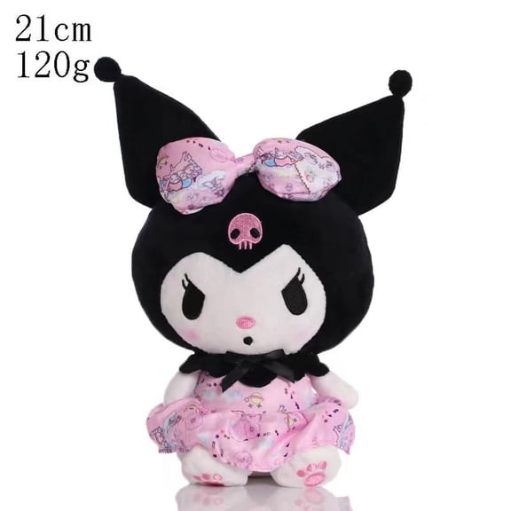 New Fluffy Carrtoon Cute Kitty Melody Kuromi Cinnamoroll Bow Plush Toy Soft Stuffed Doll Pendant Keychain Backpack Kids Gift ( 4.7"/ 8"/ 11.8" ...)