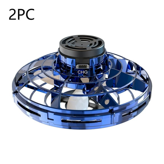 New Flying Spinner,2025 Upgraded Flying Spinner Mini Hand Drone with 360 ° Rotating and LED Lights Outdoor Indoor Toy,Mini UFO Toy Drone for Boys Girls Adults (Blue,2PC)