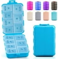 thumbnail image 1 of New Foldable & Double Protection Portable Weekly Pill Organizer 2 Times A Day with Etched Labels, AM PM 7 Day Week Medicine Box, Daily Travel Pill Case Holder Dispenser for Vitamin, Supplement - Blue, 1 of 8