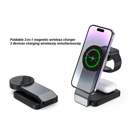 New Foldable Magnetic Three-in-One Wireless Charger Electrical Appliances Applicable iPhone Bracket Wireless Charger