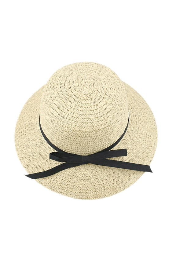 New Foldable Summer Bow Straw Hat for Women Larger Wide Brim Visor Floppy Hats T9R1 Protection Summer Travel Beach Straw UV