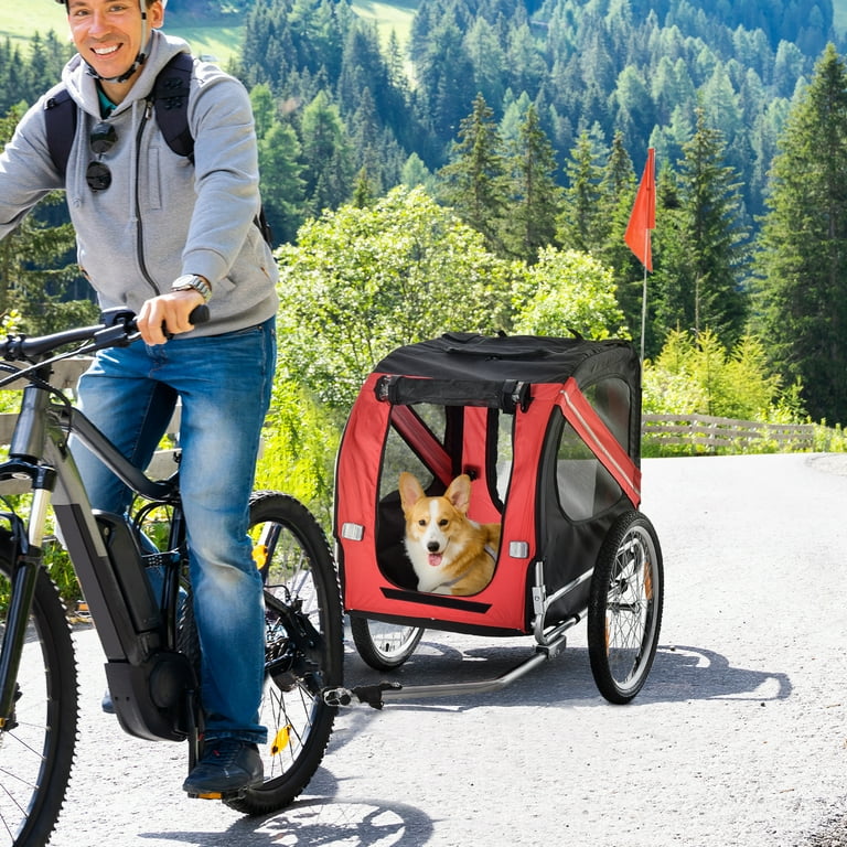 Foldable Pull Behind Pet Bike Trailer Dog Cat Bicycle Carrier with Drawbar Hitch Stroller Walmart