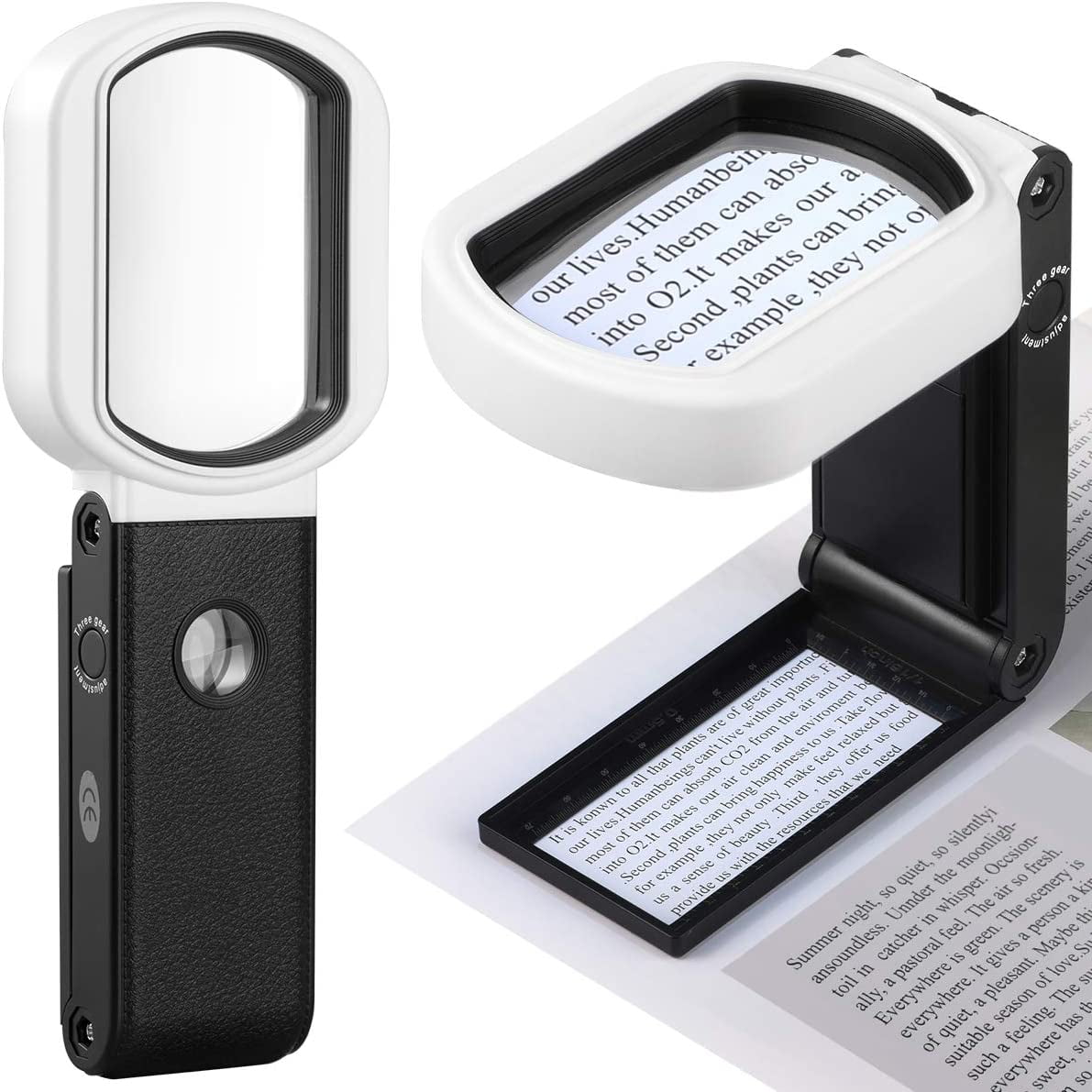 New Folding Staff Pocket LED 10x+20X Magnifying Glass Magnifiers Microscope with 7 LED Lights.