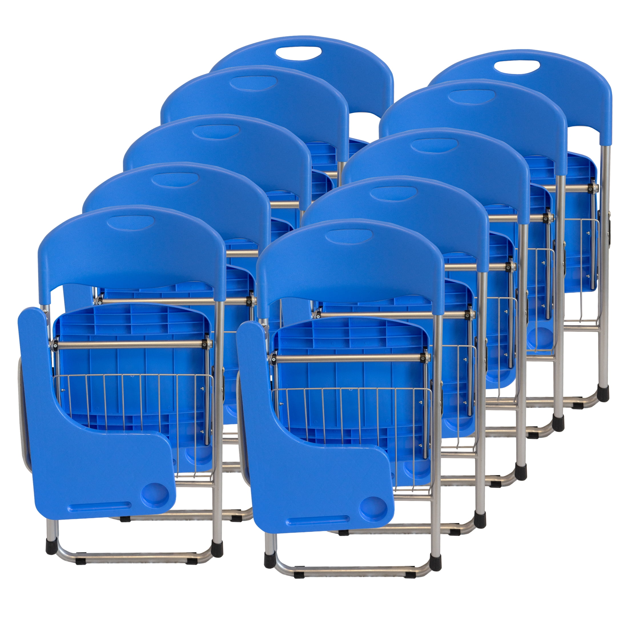 RTC Group Right Hand Pad Tablet Regular Arm Desk Folding Chair, Blue, 10pk