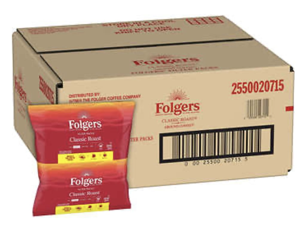 New Folgers Classic Roast Ground Coffee Filter Packs, Medium Roast, 0.9 oz, 40 ct