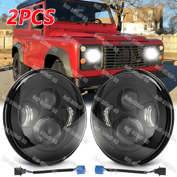 New For 1993-1997 Land Rover Defender 90 110 DOT 7" LED Headlights Hi/Lo Beam