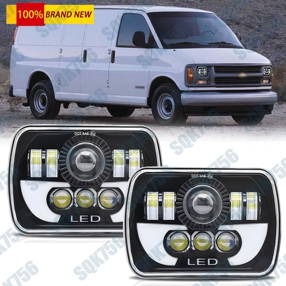 New For Chevy Express Cargo Van 1500 2500 3500 7x6" 5x7" LED 130W Headlight Bulb