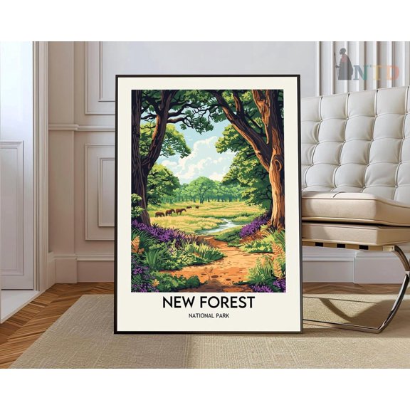 New Forest National Park England Poster, Southern Woodland Wall Art