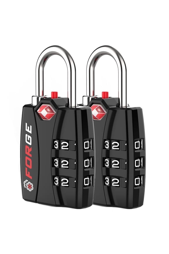 TSA Approved Combination Luggage Locks, 2-Pack, Black
