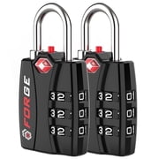 Forge TSA Approved Luggage Locks, 2 Pack, Durable Zinc Alloy, 3 Digit Combination, Open Alert Indicator, Travel Security Locks.