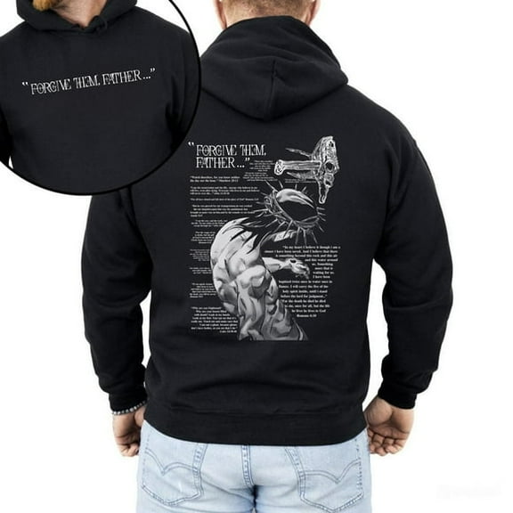 New Forgive Them Father Hoodie | Christian Bible Verse Front & Back Print Sweatshirt| Religious Faith Unisex Pullover| Church Hoodie Gift for Men & Women, DTG Print, Unisex Shirt