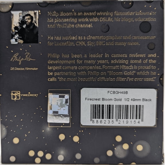 New Formatt Hitech Firecrest Bloom Gold Filter (49mm, 1/2 Density, Black Frame)