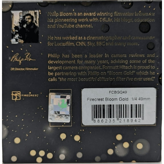 New Formatt Hitech Firecrest Bloom Gold Filter (49mm, 1/4 Density, Gold Frame)