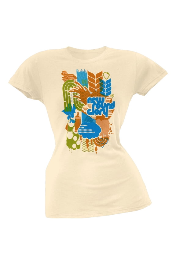 Women's Juniors Collage Short Sleeve T Shirt