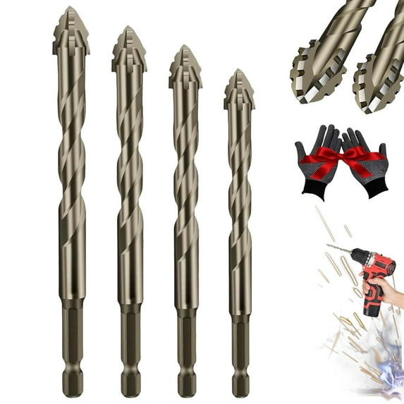 New Four-Flute Sawtooth Eccentric Drill Bit, Cozy Hoome Drill Bits, Four-Edged Serrated Eccentric Drill, Titanium-Coated Design Drill Bit, Efficient Drill and Tap Set