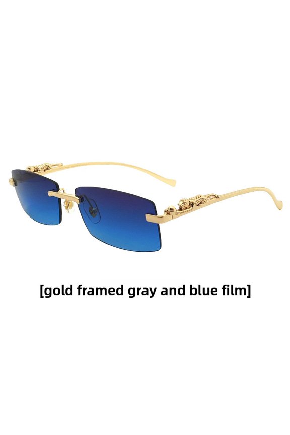 New Frameless Square-Colored Sunglasses for Men and Women, Anti-Sun, Slimming, Personalized, Fashionable and Trendy