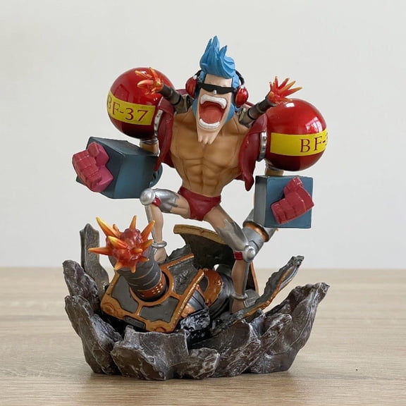 New Franky Statue Mini Franky Fighting Pose Statue 13cm/5.1inch Anime Franky Luffy Zoro Sanji Ornaments Cartoon Anime Collection Decoration