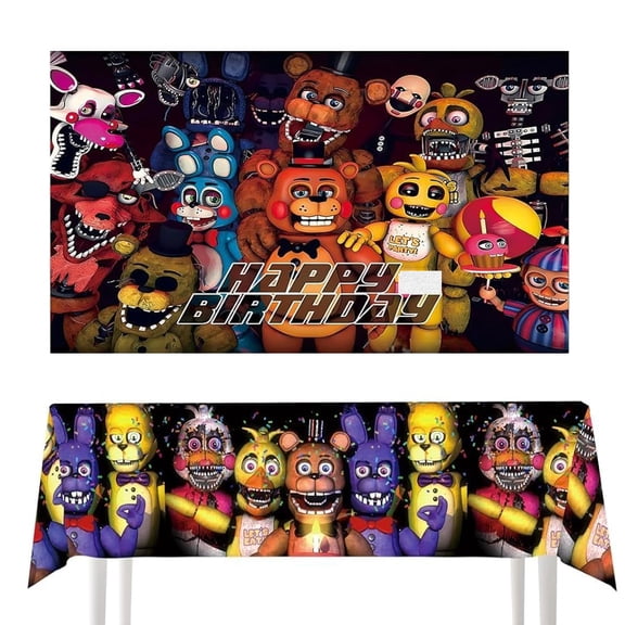 New Freddy Tablecloth Freddy's Background Photo Booth for Kid Boy Baby Shower Birthday Party Supplies Decorations