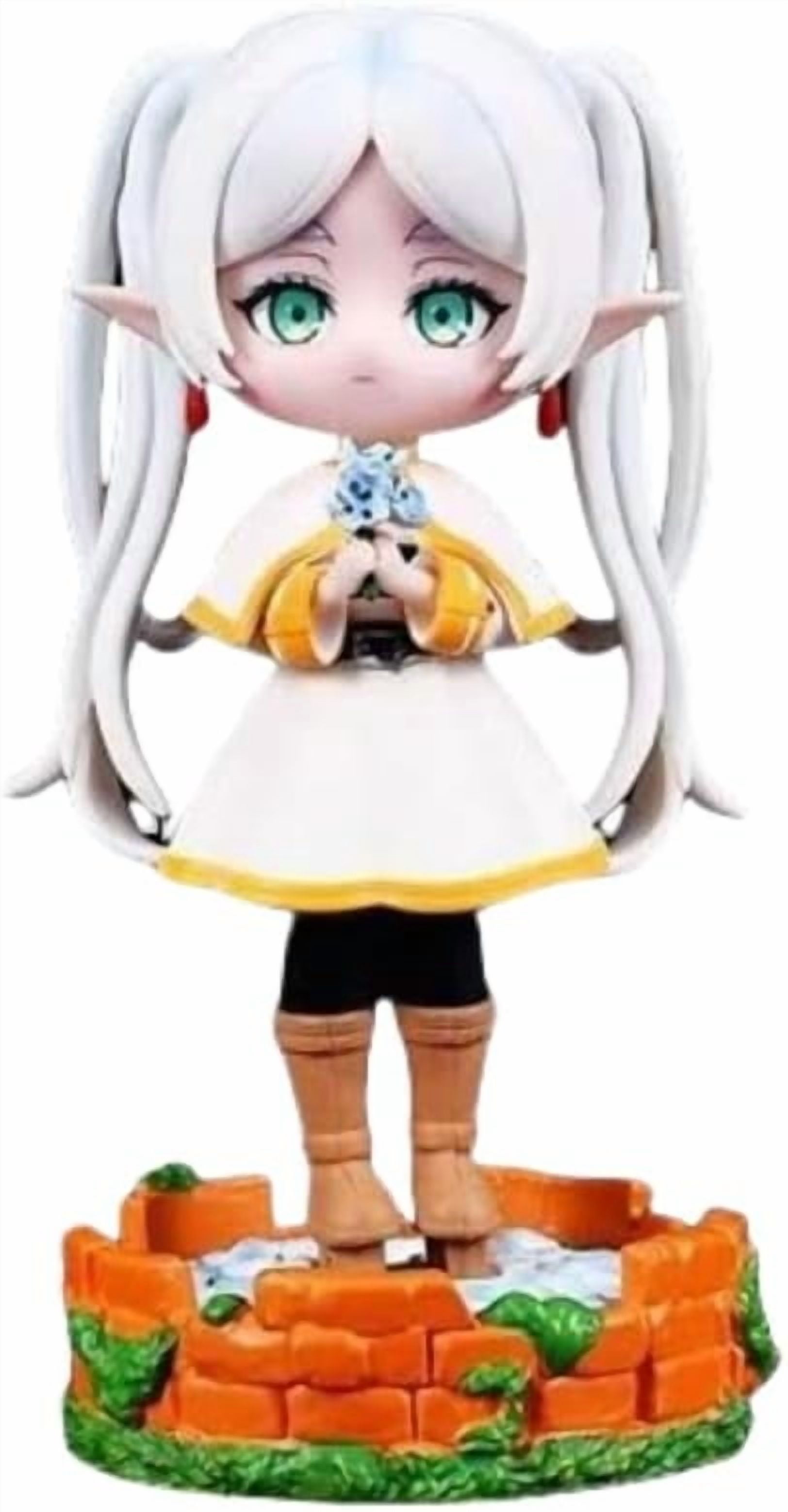 New Frieren Figure, Standing Q Version Magician Elf Frieren Action Figures 14cm/5.5inch Anime Model Game Character Statue Collection Decoration Gift