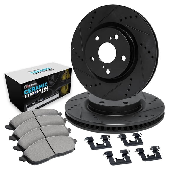 New Front Brake Disc and Pad Kit Compatible With Volkswagen Beetle Turbo S 4 Cyl 1.8L Jetta Wolfsburg Edition 4 Cyl 1.8L Beetle 2.5 5 Cyl 2.5L 1999-2010 By R1WHTH174024