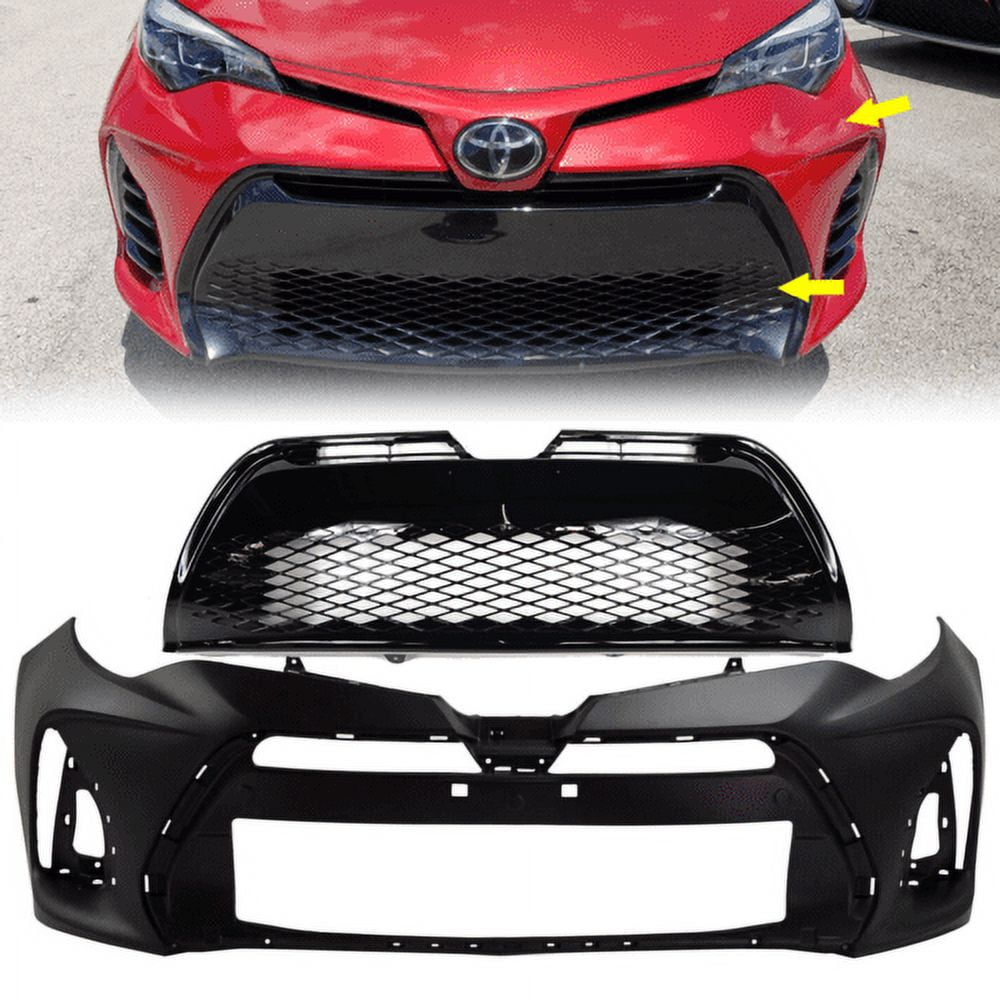 New Front Bumper Cover & Lower Grille for 2017-2019 Toyota Corolla ...
