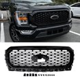 thumbnail image 1 of New Front Bumper Grille Grill Agate Black For Ford F150 F-150 2021 2022 2023 Models, W/Black Insert, No Emblem, 1 of 13