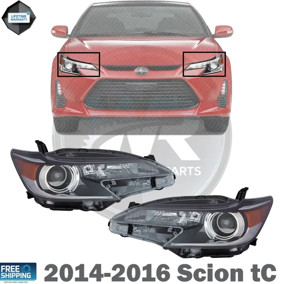 WIDE RANGE PARTS Front Headlight Pair Left Driver & Passenger Side Direct Replacement Compatible With 2014-2016 Scion tC