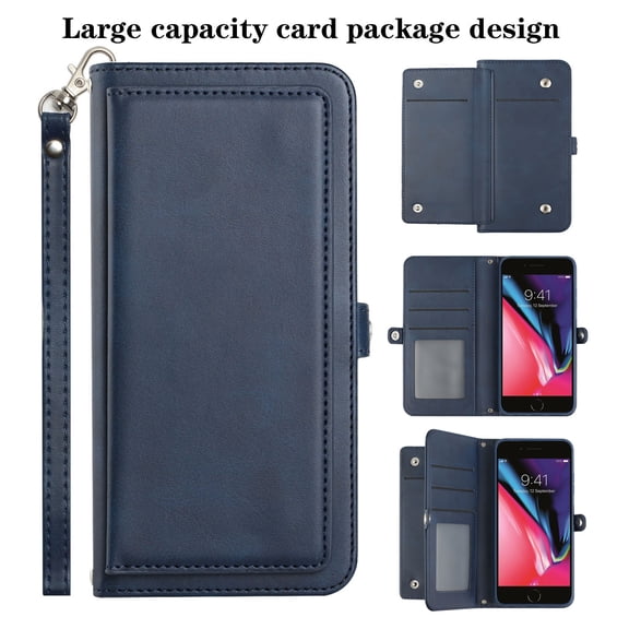 New Frontier iPhone 12 Pro Max Kickstand Wallet Multi-Function Phone Case Apple Blue