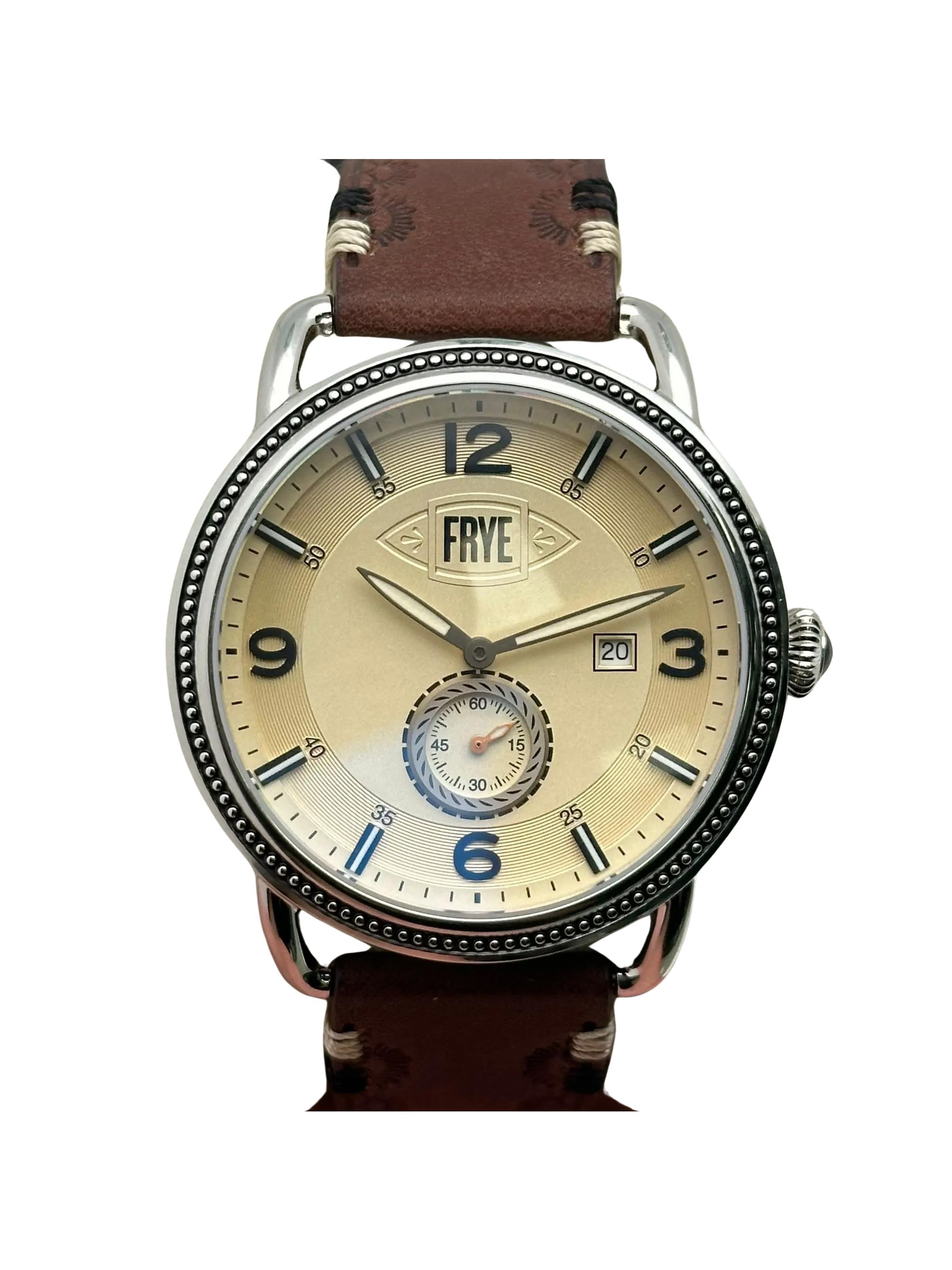 New Frye Weston Date 47mm Steel Cream Dial Quartz Men Watch 245687CST