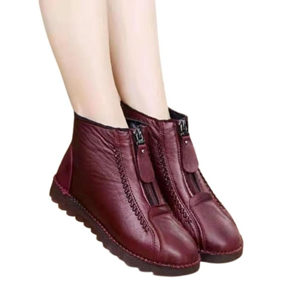 New Fshion Plus Size Snow Boots for Women Winter Warm 2024 Flat Proof Mid-tube Snow Front Zipper Women 50% off Clearance!