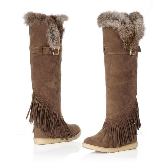 New Fshion Plus Size Snow Boots for Women Winter Warm Long Pointed Slip-on Snow Velvet Cotton Warm Solid Cotton Shoes Flat Knight 50% off Clearance!