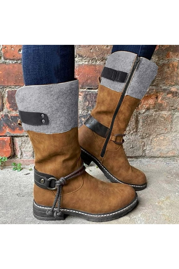 New Fshion Snow Boots for Women Winter Warm Plus Size Snow Half Shaft Warm Lined Knee High Thick Warm Casual Half Height