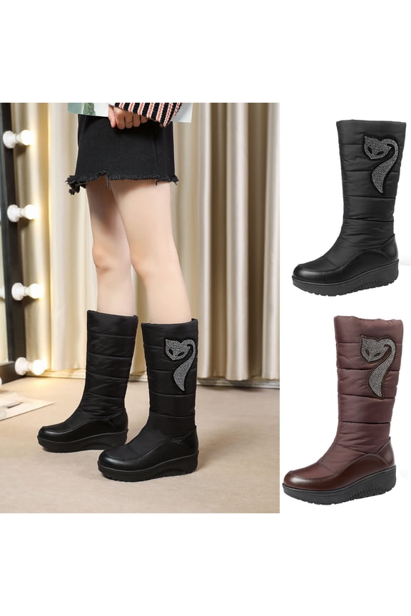 New Fshion Snow Boots for Women Winter Warm Plus Size High Snow Boost Warm Thick Down Cotton Shoes