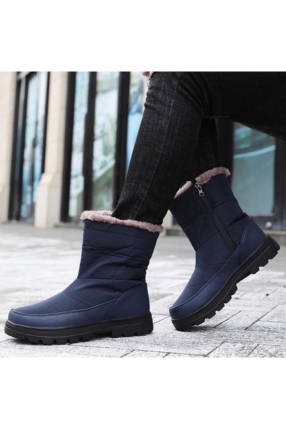 New Fshion Snow Boots for Women Winter Warm Plus Size Solid Color Flat Casual Short Snow Boots Shoes Black Deal on Clearance!