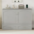 thumbnail image 1 of New Full Size Murphy Bed Wall Bed with drawer and a set of Sockets & USB Ports, Pulley Structure Design, Gray, 1 of 10